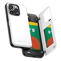 GOOSPERY Magnetic Door Bumper Compatible with iPhone 15 Pro Case, Card Holder Wallet Easy Magnet Auto Closing Protective Dual Layer Sturdy Phone Back Cover - White