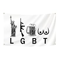 Liberty Gun Beer Tits Funny LGBT Flag 3x5Ft Funny Tapestry Motivational Inspirational Office Gym Wall Dorm Decor