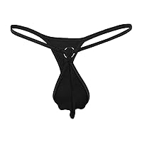 Men'S G-String Thong Breathable Sexy Pouch U Convex Thong Underwear Solid Color Metal Ring Belt T-Back Thongs Lingerie