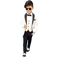 Boys' Three Pieces Shawl Lapel Suit Single Breasted Wedding Ceremony Sets