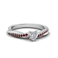 Choose Your Gemstone 925 sterling silver Infinity Twist Ring Crystal Heart Shape Side Stone Wedding Valentine Wear Promise Ring with Pave Setting for girls and women Size US 4 TO 12