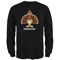Funny Turkey Pluck You Black Adult Long Sleeve T-Shirt