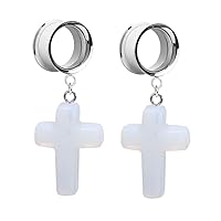 6-25mm Natural Crystal Cross Ear Plugs Tunnel Expander Gauges