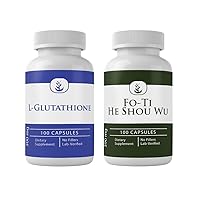 PURE ORIGINAL INGREDIENTS L-Glutathione and Fo-Ti Capsule Bundle, 100 Capsules Each, No Additives or Fillers, Lab Verified