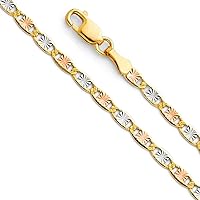 14k Yellow Gold White Gold and Rose Gold 2.6mm Star Sparkle Cut Necklace Jewelry Gifts for Women - Length Options: 16 18 20 22 24