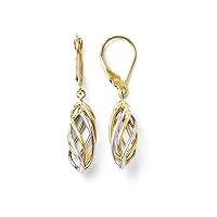 14 kt Two Tone Gold Polished Leverback Earrings