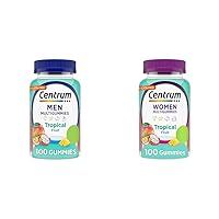 Men's and Women's Multivitamin Gummies, Tropical Fruit Flavors, 100 Count Bottles, 50 Day Supply