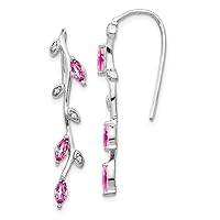 14ct White Gold Diamond and Pink Sapphire Earrings Measures 34x6mm Wide Jewelry for Women