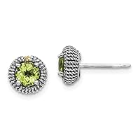 925 Sterling Silver With 14k Peridot Post Earrings Measures 13x7mm Wide Jewelry Gifts for Women