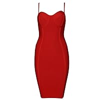 whoinshop Women's Rayon Backless Low-Cut Sling Bandage Cocktail Dress