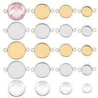 UNICRAFTALE 40 Sets 4 Sizes 8/10/12/14mm Stainless Steel Cabochon Connectors Settings Golden & Stainless Steel Color Cabochon Pendant Bezel Trays with Blank Cabochon for Jewelry Making