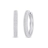 AFFY 1/4 Carat (Cttw) Round Cut Natural Diamond Hoop Earrings In 14K Gold Over Sterling Silver (J-K Color, I2-I3 Clarity, 0.25 Cttw)