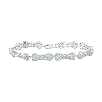 The Diamond Deal 10kt White Gold Womens Round Diamond Dog Bone Fashion Bracelet 5-1/4 Cttw
