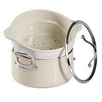 Oprah's Favorite Things - 6-QT Aluminum Enamel Dutch Oven w/Non-Stick Non-Toxic Ceramic Interior and Ceramic Steamer Insert - Oat White