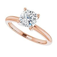 925 Silver,10K/14K/18K Solid Rose Gold Handmade Engagement Ring 1.0 CT Cushion Cut Moissanite Diamond Solitaire Wedding/Bridal Gift for Women/Her Gorgeous Gift