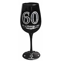 Forum Novelties Black and Silver Wine Goblet Birthday Glass, One Size, 60 and Gorgeous