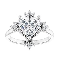 Victorian Floral Ring, Heart Cut 1.54CT, VVS1 Clarity, Colorless Moissanite Diamond, 925 Sterling Silver Ring, Engagement Ring, Antique 1920s Inspired Handmade Ring