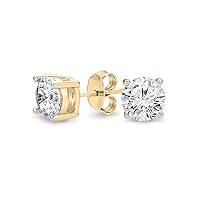 1/5 Ct - 1 Ct Natural Diamond Solitaire Stud Earrings | 4 Prong Push Back 14 K Gold | Real Diamond Tanache Earrings
