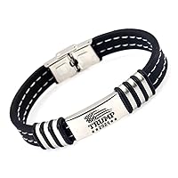 Stylish 2024 Support Trump Silicone Bracelet with Stainless Steel Buckle, Political USA America Trump Jewelry for Men Women,8.26 inch