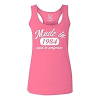 0306. Cool Funny 40th Years Old Birthday Gift Made in 1984 Aged to Perfection Women's Tank Top Racerback