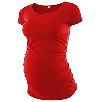 Maternity Shirts for Women - Gift for Pregnant Womens Soft Comfortable Side Ruched Pregnancy Long Sleeves Raglan Tees