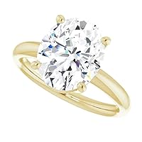 10K Solid Yellow Gold Handmade Engagement Ring 3.0 CT Oval Cut Moissanite Diamond Solitaire Wedding/Bridal Rings for Women/Her Propose Ring