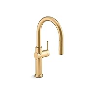 KOHLER 22972-2MB Crue Pull Down Kitchen Faucet, Kitchen Sink Faucet with Pull-Down Sprayer, Pull-Down Kitchen Sink Faucet, Vibrant Brushed Moderne Brass