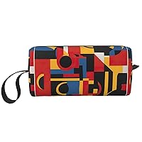 Composition In Red Yellow Blue And Black Printed Portable Cosmetic Bag Zipper Pouch Travel Cosmetic Bag, Daily Storage Bag
