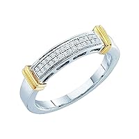 The Diamond Deal 10kt Two-tone Gold Womens Round Diamond Band Ring 1/12 Cttw