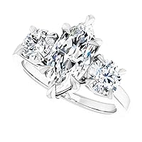 10K Solid White Gold Handmade Engagement Ring 5 CT Marquise Cut Moissanite Diamond Solitaire Wedding/Bridal Ring Set for Woman/Her Propose Ring, Perfact for Gifts