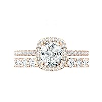 1 CT Elongated Cushion Cut Colorless Moissanite Wedding Ring Set for Women, Halo Handmade Moissanite Diamond Bridal Engagement Rings, Anniversary Propose Gifts Her