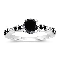 1.27 ct Opaque Round Cut Real Moissanite Solitaire Engagement & Wedding Ring Black Color Size 7