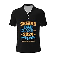 Proud Dad of A 2024 Senior Class of 2024 Graduation Men's Polo Shirts Casual Polo Shirts for Men