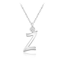 925 Sterling Silver Finish Round Cut Diamond Initial Alphabet Letter Z Pendant 18