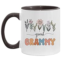 Great Grammy Gift - Floral Mug - Gift For New Great Grammy - Baby Announcement - Pregnancy Announcement Grammy - Mothers Day Gift - Birthday Gift - Black Accents Mug 11oz