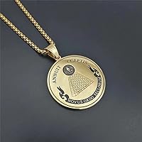 Hip Hop Round Coin All Seeing Eye of Providence Pendants Necklaces For Women/Men Gold Color Stainless Steel Masonic Jewelry