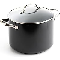 GreenPan Valencia Pro Hard Anodized Healthy Ceramic Nonstick 8QT Stock Pot with Lid, PFAS-Free, Induction, Dishwasher Safe, Oven Safe, Gray