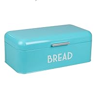 Retro Bread Box For Kitchen Countertop, Metal, (Turquoise) By Home Basics, Vented With Hinge Top Large Bread Box Keeps Loaves, Bagels, Croissants Fresh