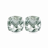 1.50-1.70 Cts of AA 6 mm Cushion Checker Board Green Amethyst Matched Pair (2 pcs) Loose Gemstones