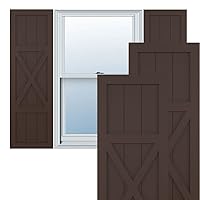 Ekena Millwork TFP107FH15X056TB True Fit PVC Center X-Board Farmhouse Fixed Mount Shutters, (Per Pair-Hardware Not Included), 15