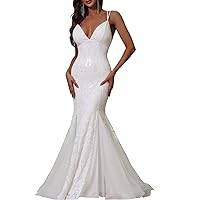 Wedding Dresses for Bride Spaghetti Straps Bridal Gowns Lace and Appliques Evening Dress Gorgeous Evening Party Dress Ivory 20W