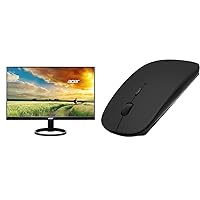 acer 23.8” Full HD 1920 x 1080 IPS Zero Frame Home Office Computer Monitor & AE Wish ANEWISH Bluetooth Mouse for Laptop/iPad/iPhone/Mac(iOS 13.1.2 and Above)