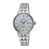 SEIKO Ladies Presage Automatic Light Blue dial Silver Bracelet Watch SRE007