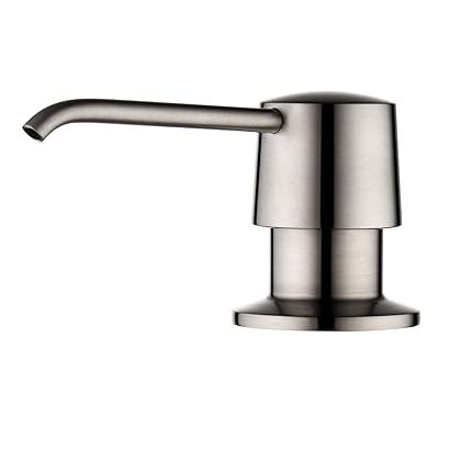 PBF Built in Soap Dispenser for Kitchen Sink, Lotion Dispenser with Above The Sink Refillable Bottle, Brass Pump Head, for countertop, Brushed Nickel