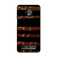 AMZER Slim Fit Handcrafted Designer Printed Snap on Hard Shell Case Back Cover Skin for Motorola Moto Z3 Play - Brushed Stripes with Wood HD Color