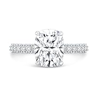 Riya Gems 4 CT Cushion Cut Colorless Moissanite Engagement Ring Wedding Band Gold Silver Eternity Solitaire Ring Halo Ring Vintage Antique Anniversary Promise Gift Her, Designer Bridal Ring