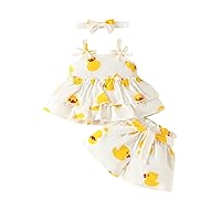 Toddler Baby Girl Clothes Ruffle Sleeveless Floral Dress Top and Shorts Set Infant Girls Summer Outfits