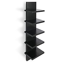 5 Tier Wall Shelves Black, Vertical Column Shelf Floating Storage Home Decor Organizer Design Utility Shelving Bedroom Living Room, 30.7