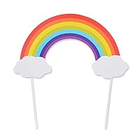 Flairs New York Happy Birthday Decorations Cake Toppers Party Props (Pack of 1 Cake Topper, Rainbow and Clouds)