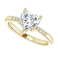 18K Solid Yellow Gold Handmade Engagement Ring 1.00 CT Heart Cut Moissanite Diamond Solitaire Wedding/Bridal Ring for Woman/Her Amazing Ring